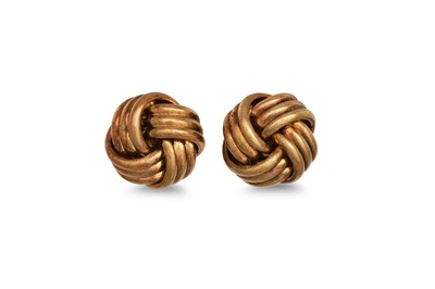 Lot 33 - A PAIR OF KNOT EARRINGS, mounted in 9ct yellow...