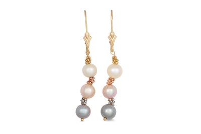 Lot 43 - A PAIR OF CULTURED PEARL DROP EARRINGS, the...