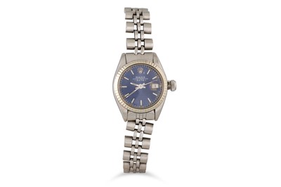 Lot 348 - A LADY'S STAINLESS STEEL ROLEX OYSTER...