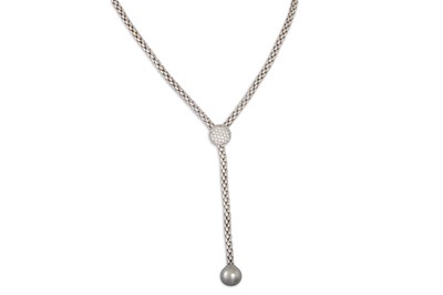 Lot 87 - A FOPE 18CT WHITE GOLD NECKLACE, with pavé...