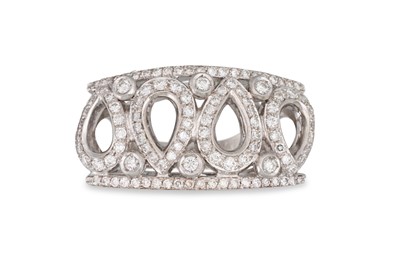 Lot 105 - A DIAMOND CLUSTER RING, pavé set pear shaped...