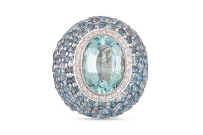 Lot 106 - A DIAMOND, AQUAMARINE AND CUBIC ZIRCONIA RING,...