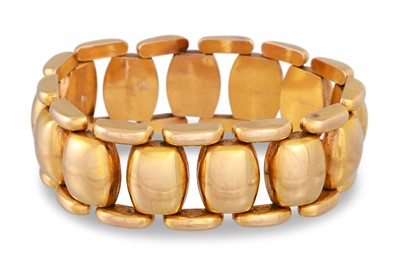 Lot 328 - A RETRO GOLD BRACELET, of wide form, in 18ct...