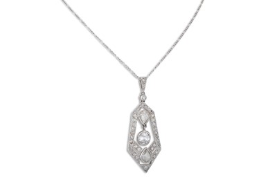 Lot 330 - A DIAMOND PENDANT, of openwork design set with...