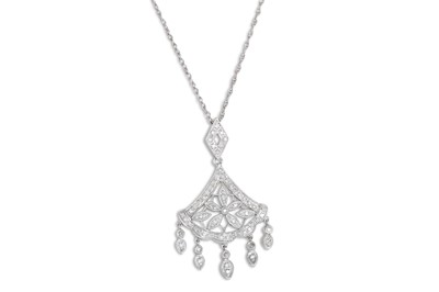 Lot 338 - A DIAMOND CHANDELIER PENDANT, mounted in 14ct...