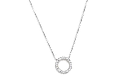 Lot 195 - A DIAMOND SET PENDANT, of circular form,...