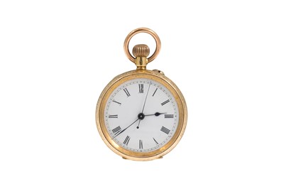 Lot 365 - AN 18CT GOLD OPEN FACED FOB WATCH, engraved...