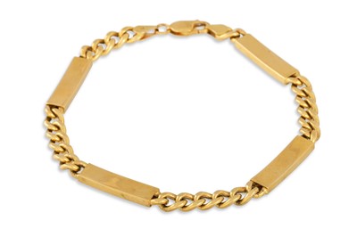 Lot 180 - AN 18CT YELLOW GOLD PANEL SET BRACELET, with...