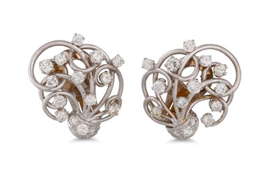 Lot 298 - A PAIR OF VINTAGE DIAMOND DROP EARRINGS, of...