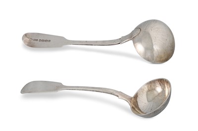 Lot 466 - A PAIR OF VICTORIAN SILVER SAUCE LADLES,...