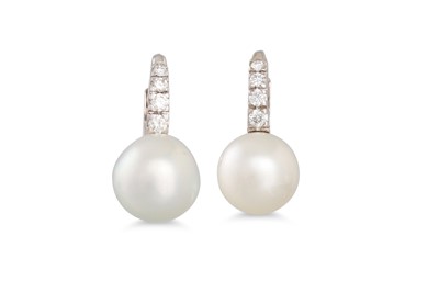 Lot 275 - A PAIR OF SOUTH SEA PEARL AND DIAMOND EARRINGS,...