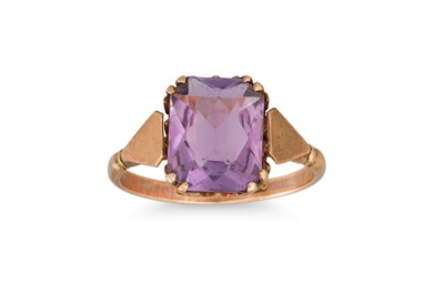 Lot 143 - A 9CT GOLD AMETHYST DRESS RING, by O'Connors,...