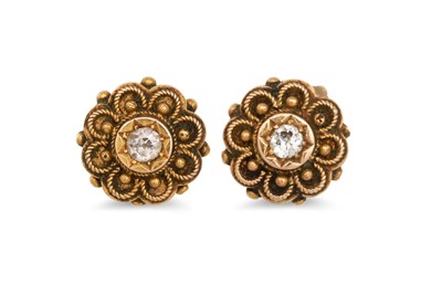 Lot 259 - A PAIR OF VINTAGE DIAMOND SET EARRINGS,...