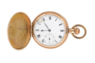 Lot 440 - A VINTAGE GOLD PLATED FULL HUNTER POCKET WATCH,...