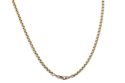 Lot 52 - A 9CT GOLD CURB LINK CHAIN, 25.7 g.