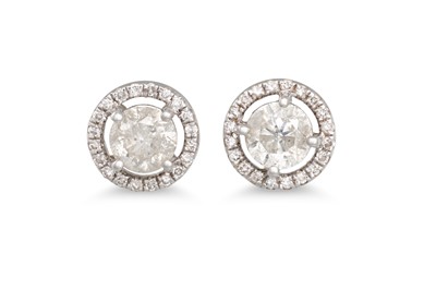 Lot 58 - A PAIR OF DIAMOND HALO CLUSTER EARRINGS,...