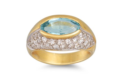 Lot 285 - A TOPAZ AND DIAMOND DRESS RING, mounted in...