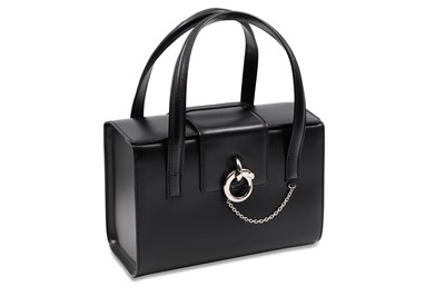 Lot 529 - A CARTIER PANTHERE BLACK LEATHER HANDBAG, with...