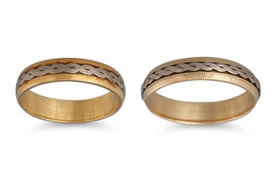 Lot 155 - A 9CT GOLD WEDDING BAND, together with an 18ct...