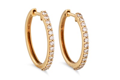 Lot 331 - A PAIR OF DIAMOND HALF HOOP EARRINGS, mounted...