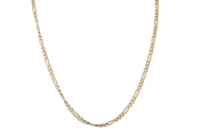 Lot 335 - A 9CT GOLD FIGARO LINK CHAIN, 12.7 g.