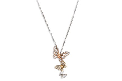 Lot 340 - A DIAMOND SET BUTTERFLY PENDANT, mounted in...