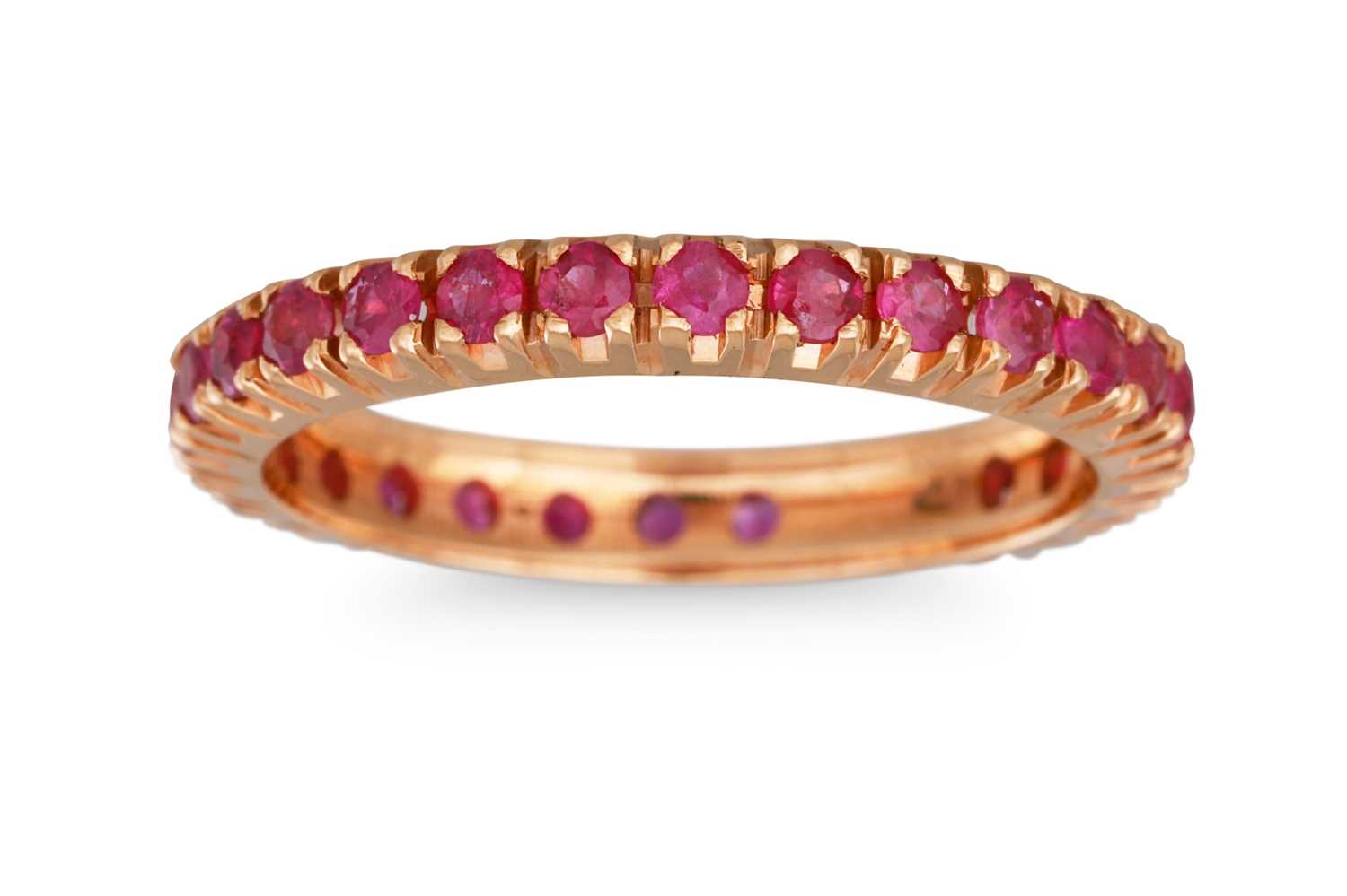 Lot 277 - A RUBY ETERNITY RING, mounted in 18ct yellow...