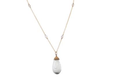 Lot 280 - A ROCK CRYSTAL PENDANT, suspended from a...