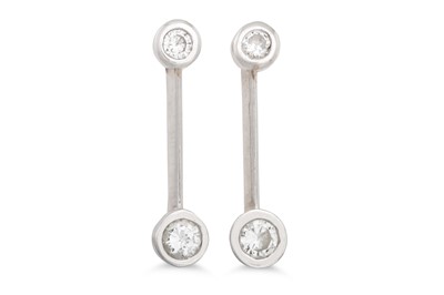 Lot 347 - A PAIR OF DIAMOND DROP EARRINGS, set in 18ct...