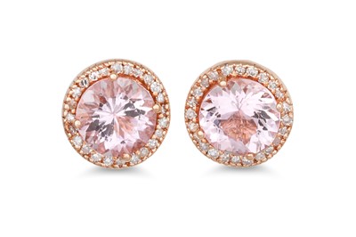 Lot 41 - A PAIR OF MORGANITE AND DIAMOND EARRINGS, the...