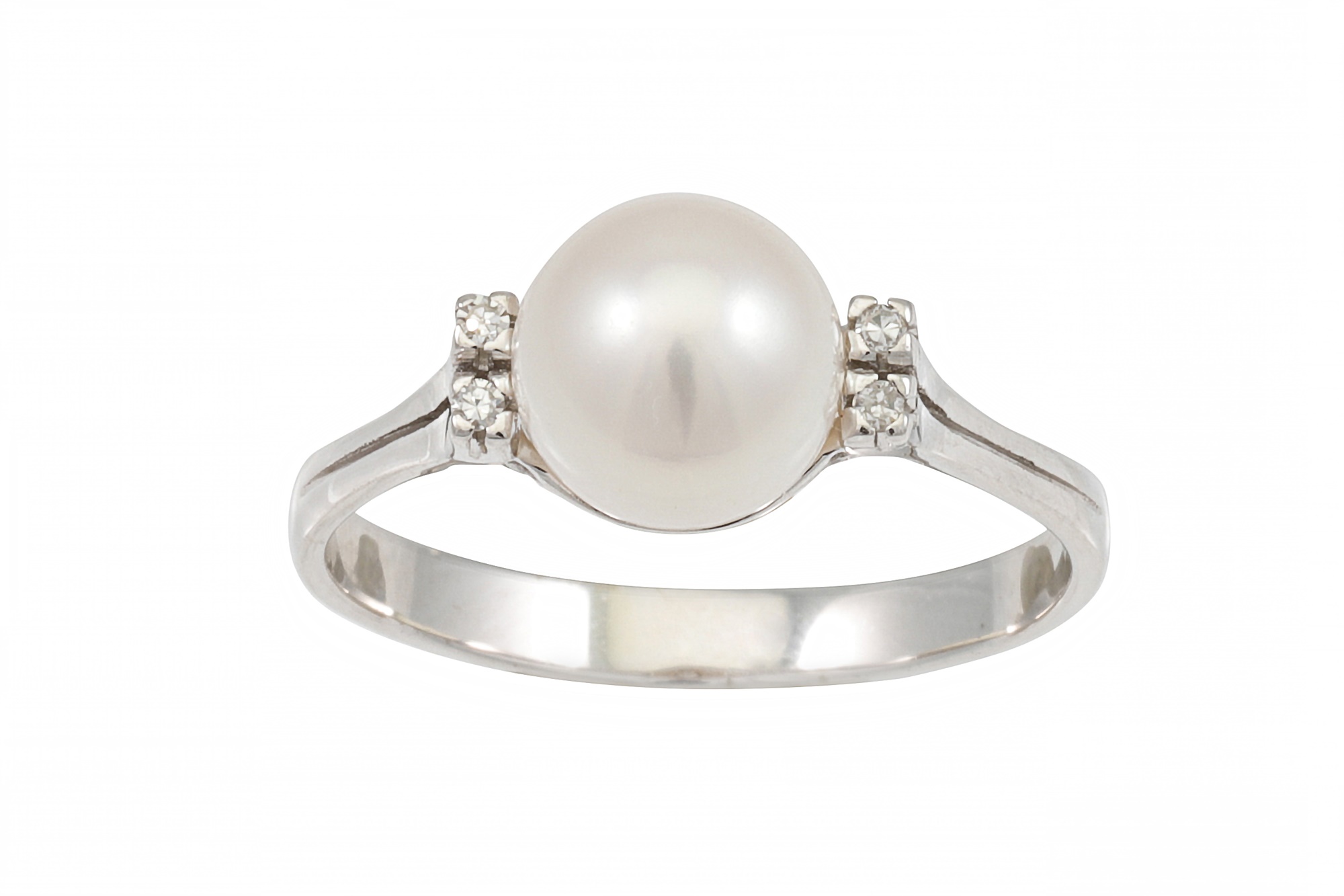 Lot 165 - A DIAMOND AND PEARL RING, the central pearl