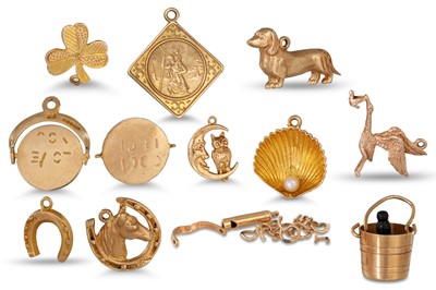 Lot 165 - VARIOUS 9CT GOLD CHARMS, 15.5 g.