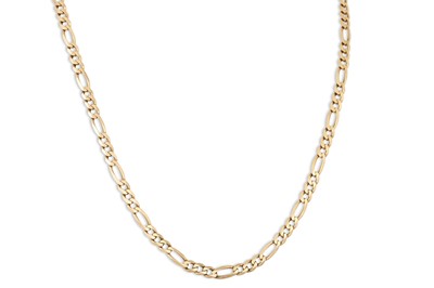 Lot 382 - A 9CT GOLD FIGARO LINK CHAIN, 20 g.