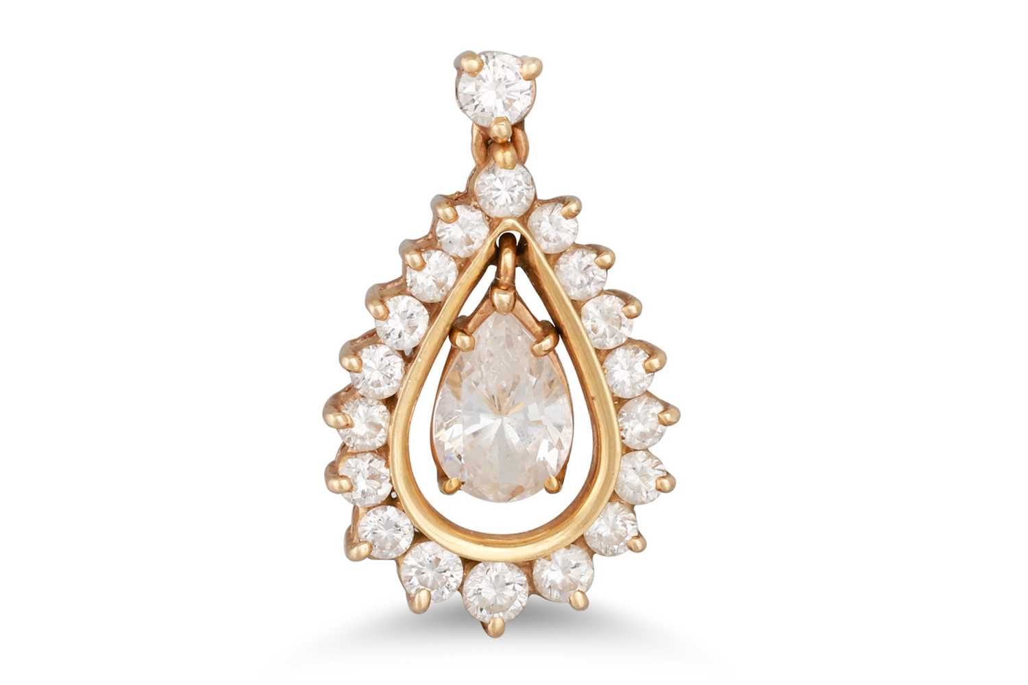 Lot 201 - A DIAMOND AND GEM SET PENDANT, the central...