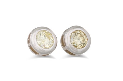 Lot 219 - A PAIR OF DIAMOND STUD EARRINGS, the collet...