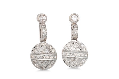 Lot 233 - A PAIR OF DIAMOND CLUSTER DROP EARRINGS, in...