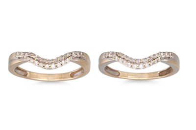 Lot 389 - A PAIR OF WISHBONE DIAMOND HALF ETERNITY RINGS,...