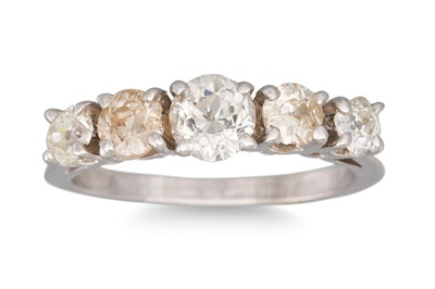 Lot 322 - A DIAMOND FIVE STONE RING, the old cut...