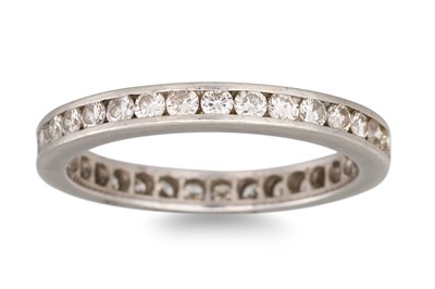 Lot 348 - A FULL BANDED DIAMOND ETERNITY RING, channel...