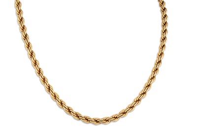 Lot 275 - A 14CT YELLOW GOLD ROPE LINK NECKLACE, 15.5"...