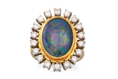 Lot 107 - A DRESS RING, set with an opal doublet with a...