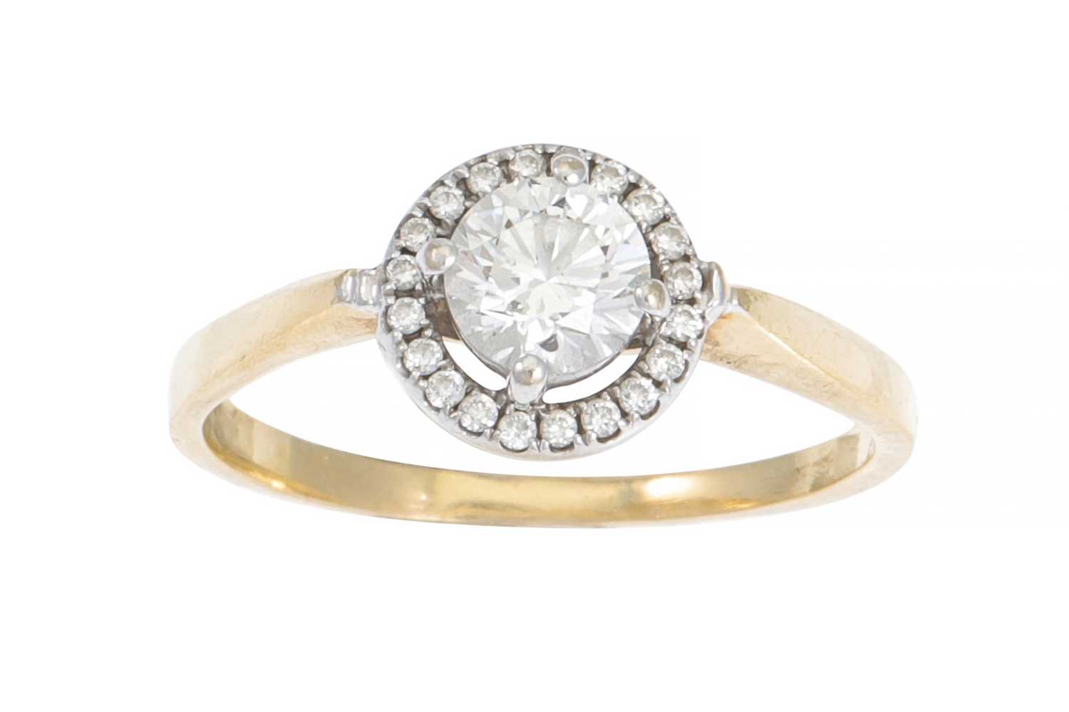 Lot 2 - A DIAMOND SOLITAIRE RING, of halo cluster...