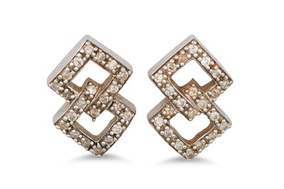 Lot 81 - A PAIR OF DIAMOND EARRINGS, of square cluster...